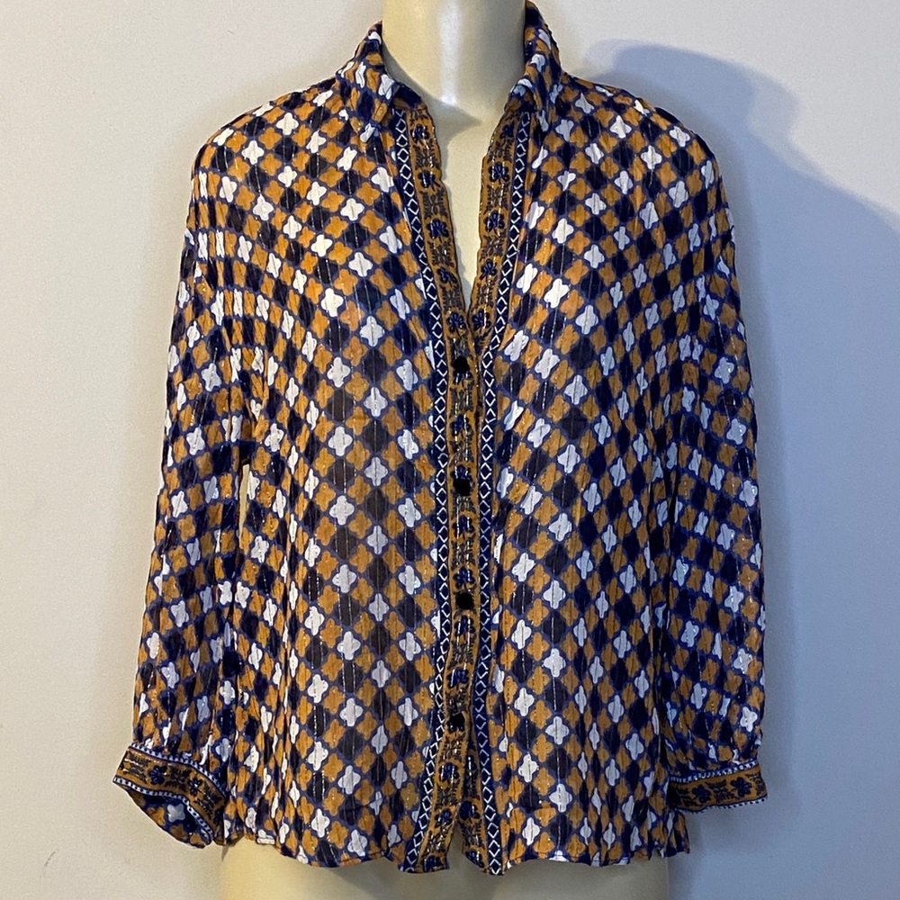 Zara Woman Geometric Patterned Multicolor Top Size M